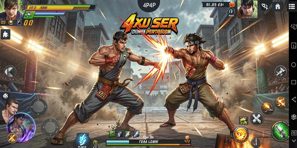 Gameplay seru 4P4P dalam pertarungan aksi yang intens.