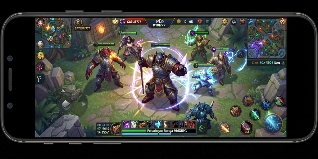 Tampilan gameplay <strong>CATUR777</strong> yang seru dan penuh warna dalam dunia MMORPG.