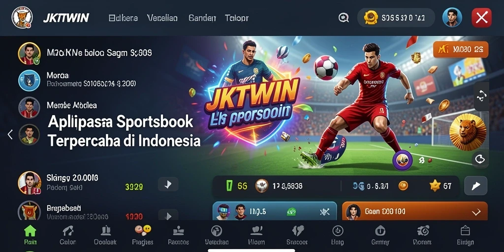 Tampilan antarmuka JKTWIN yang menarik dan dinamis untuk taruhan olahraga.