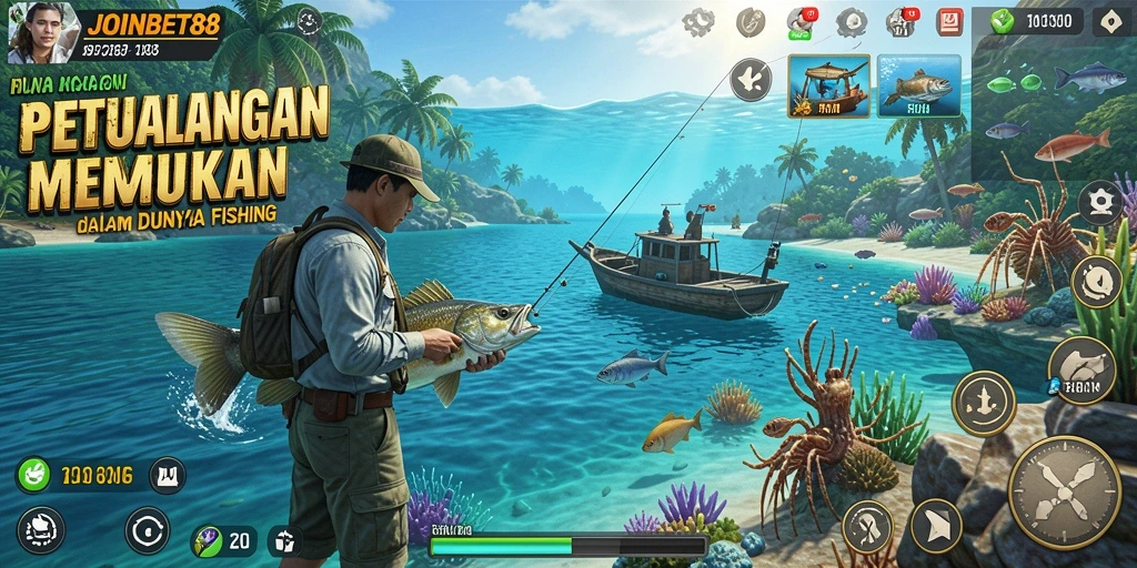 Tampilan gameplay JOINBET88 dengan aksi memancing yang mengasyikkan.