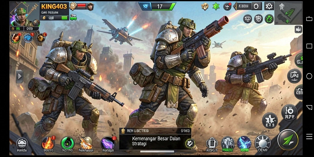 Tampilan gameplay <strong>KING403</strong> yang menampilkan aksi strategi seru.