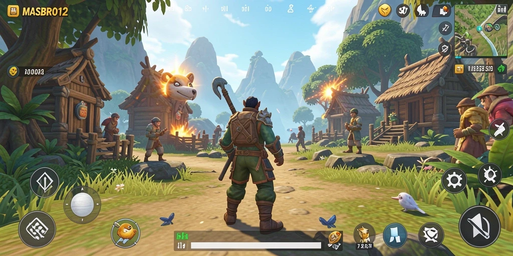 Tampilan gameplay MASBRO12 yang menampilkan petualangan seru di dunia terbuka.