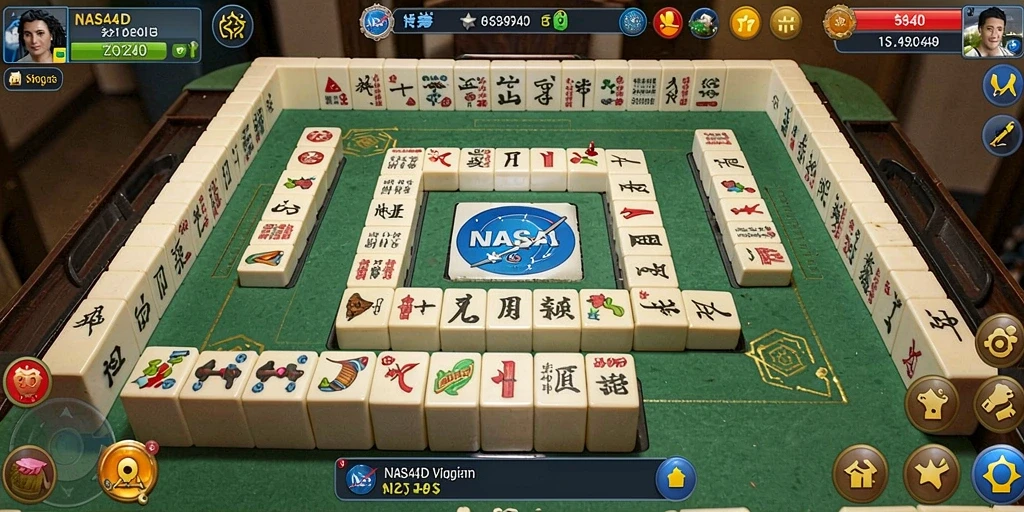 Screenshot gameplay NASA4D menampilkan aksi seru permainan Mahjong.