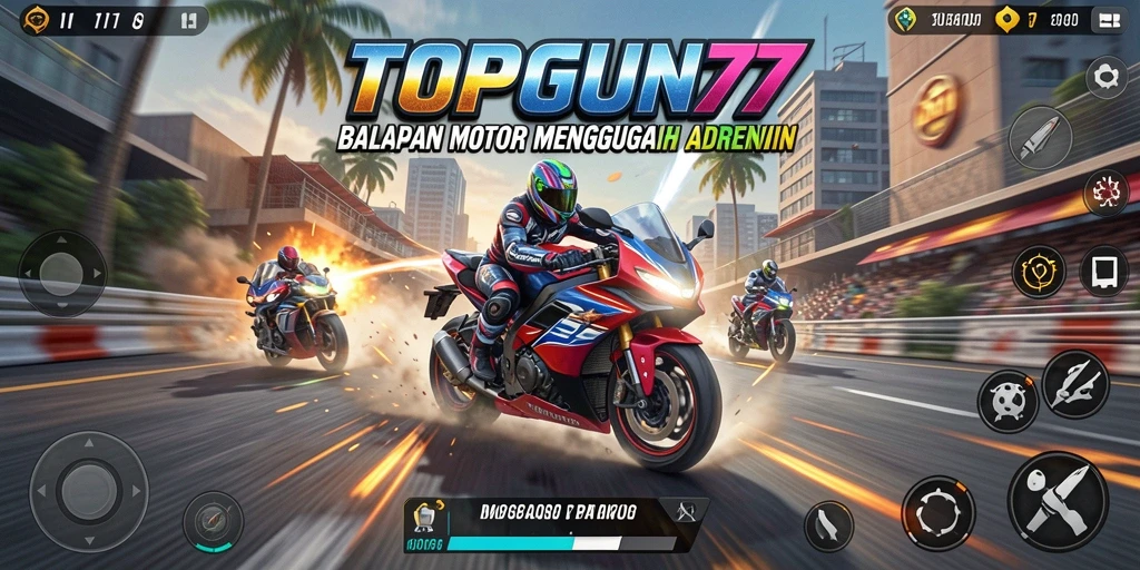 Gameplay seru dengan berbagai trek menantang di TOPGUN77.