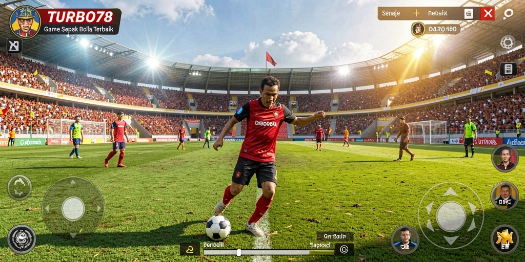 Tampilan utama TURBO78 menampilkan aksi memukau dari pertandingan sepak bola.