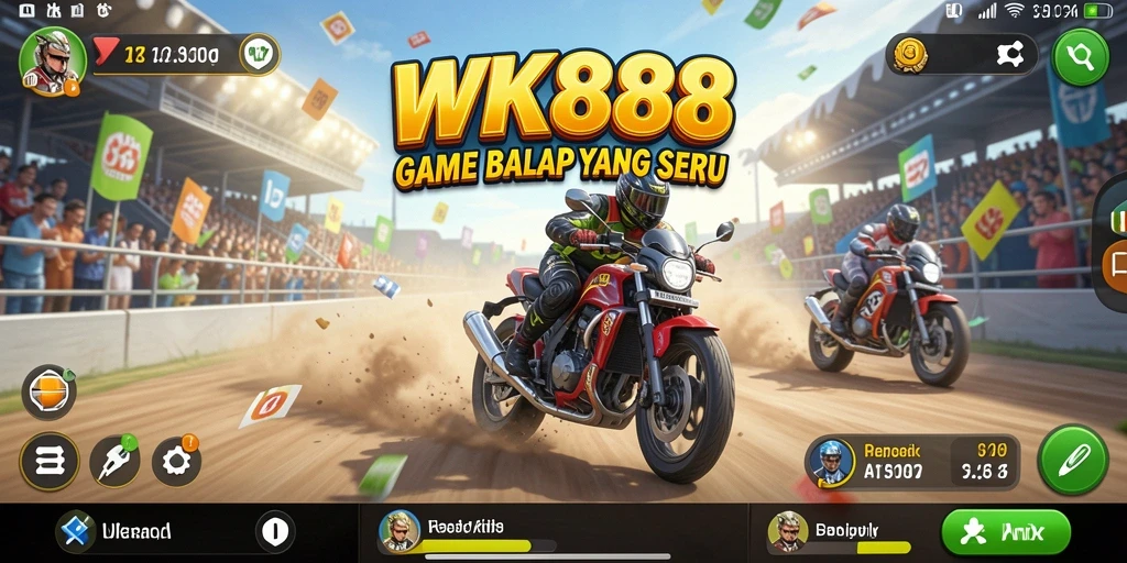 Tampilan gameplay WK888 yang menarik dan mendebarkan saat balapan.